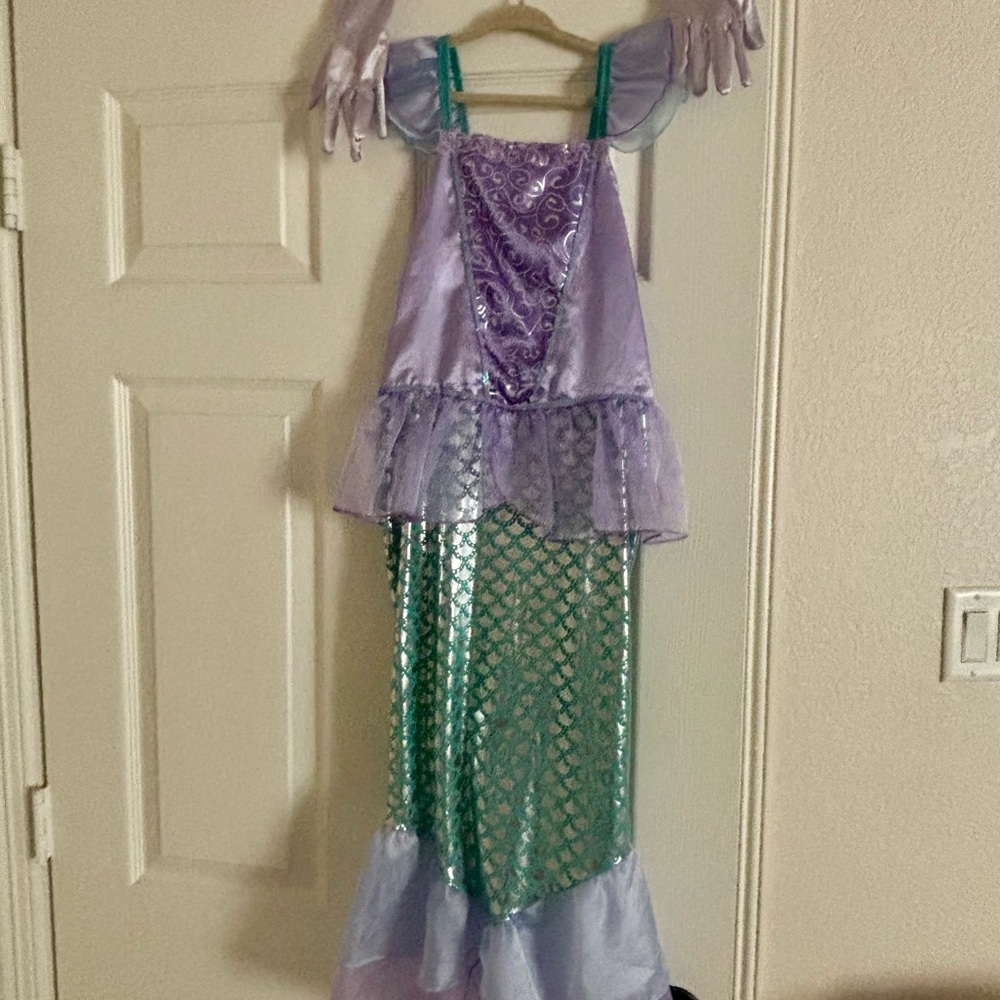 Mermaid Kids Costume w/gloves- Purple and Green